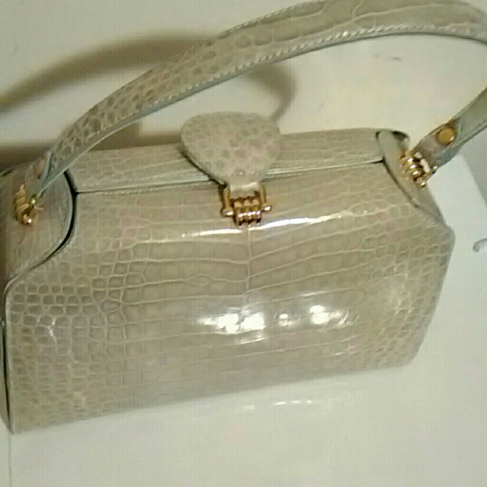 SALE-Genuine light green crocodile skin sachel